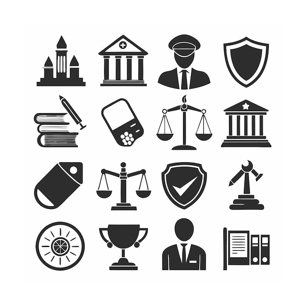 Legal and Law Icon Set Vector Illustration