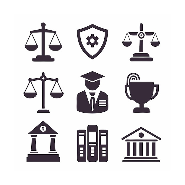 Vector legal and law icon set vector illustration