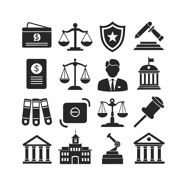 Legal and Law Icon Set Vector Illustration