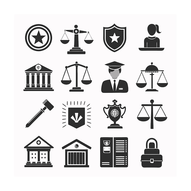 Legal and Law Icon Set Vector Illustration