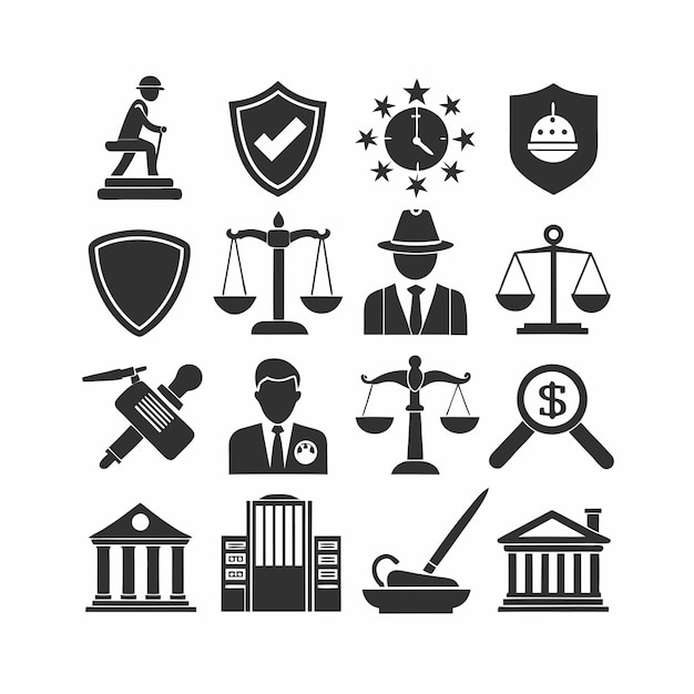 Legal and Law Icon Set Vector Illustration