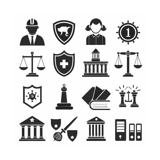 Legal and Law Icon Set Vector Illustration