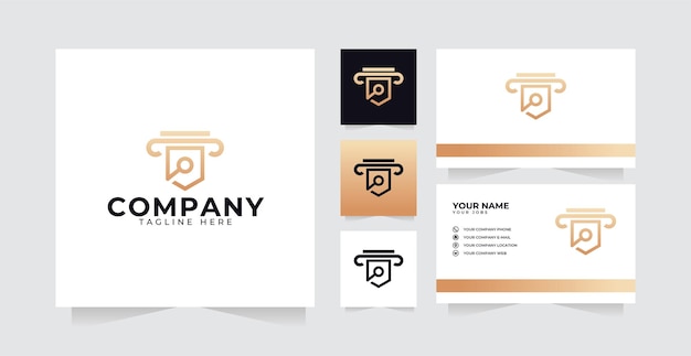 Legal logo design inspiration with pillar logo luxury design and business card