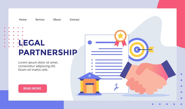 Legal partnership handshake concept campaign for web website home homepage landing page template  