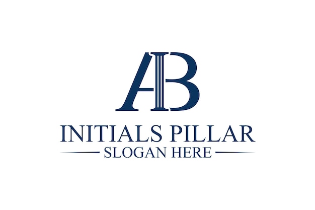 Legal pillar logo initial letter ab premium vector