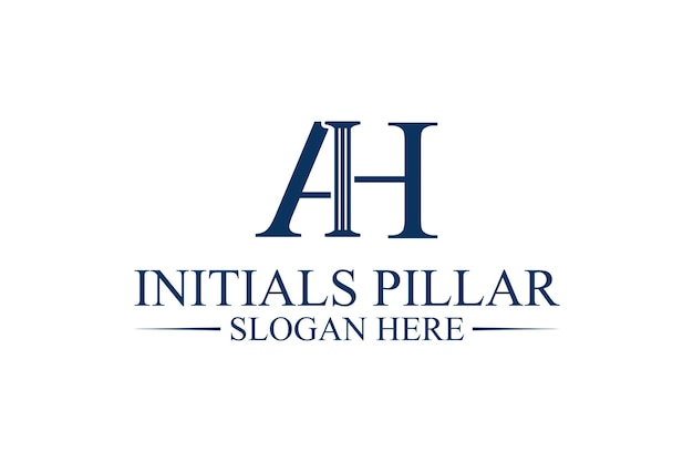 Legal pillar logo initial letter Ah premium vector