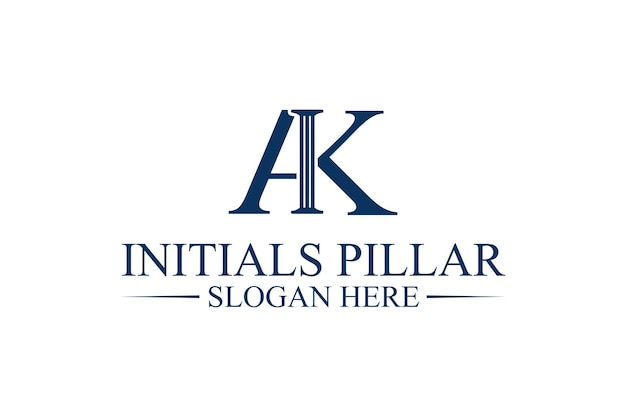 Legal pillar logo initial letter Ak premium vector