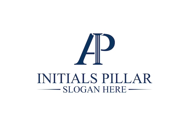 Legal pillar logo initial letter Ap premium vector