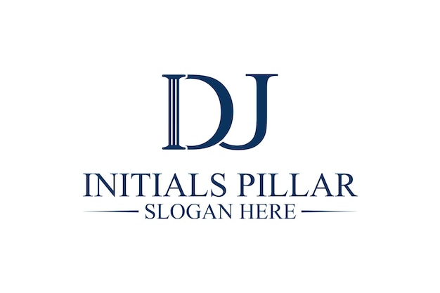 Legal pillar logo initial letter dj premium vector