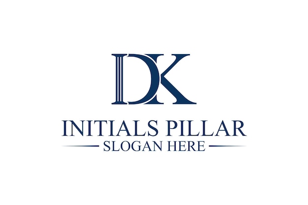 Legal pillar logo initial letter dk premium vector