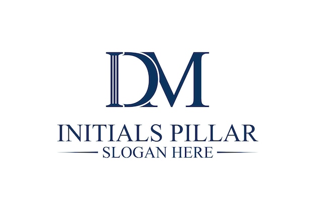 Legal pillar logo initial letter dm premium vector