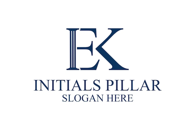 legal pillar logo initial letter ek premium vector