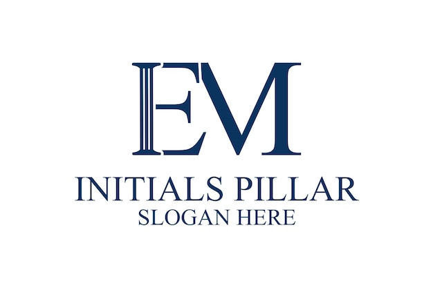 legal pillar logo initial letter em premium vector