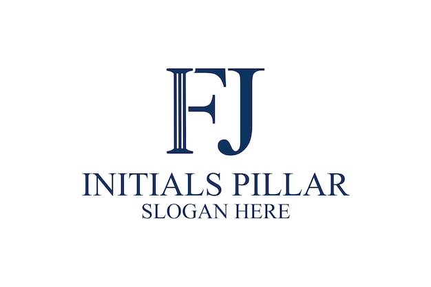 legal pillar logo initial letter fj premium vector