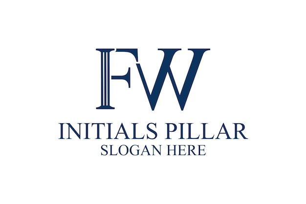 legal pillar logo initial letter fw premium vector