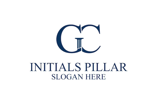 legal pillar logo initial letter gc premium vector