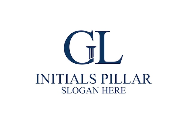 Legal pillar logo initial letter gl premium vector