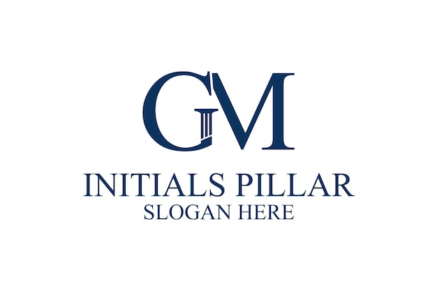 Legal pillar logo initial letter gm premium vector