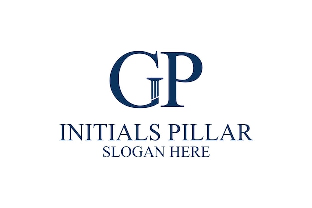 Legal pillar logo initial letter gp premium vector