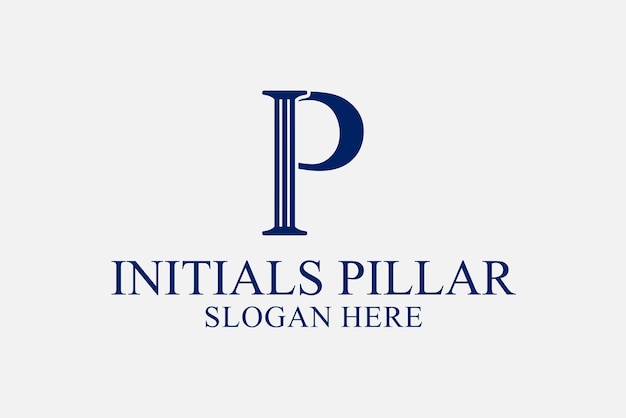 Legal pillar logo initials p premium vector