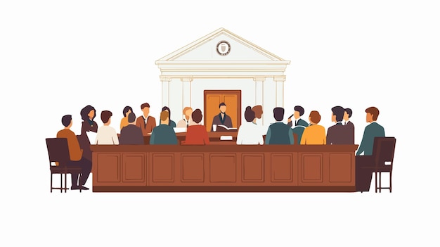 Legal Professionals and Courthouse Illustration for Stock Photos