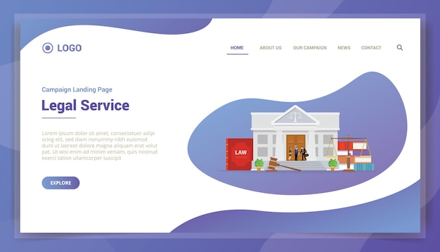 Legal service concept for website template landing homepage