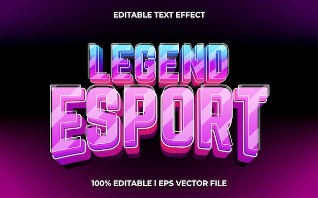 Legend esport 3d text effect and editable text template 3d style use for game tittle