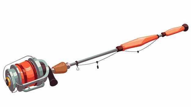 Vector leisure activity fishing rod with fishing line for fishermen