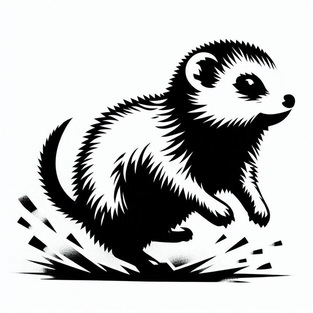 Vector lemming wild animal design for high quality black and white stencil print