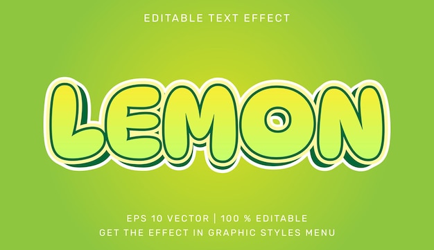 Vector lemon 3d editable text effect