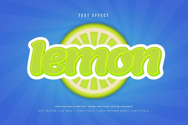 Vector lemon 3d text effect on blue background