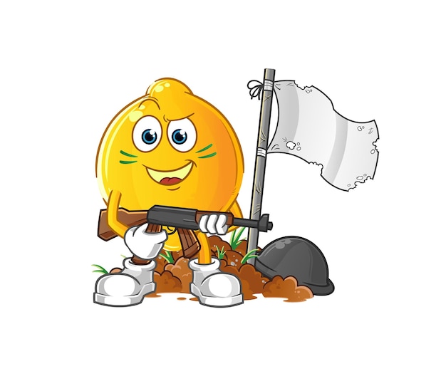 lemon army character. cartoon mascot vector