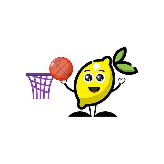 lemon basketball character cute logo