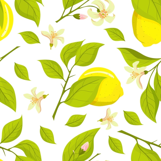 Lemon. Botanical seamless pattern.