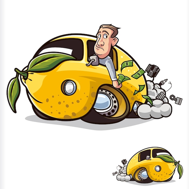 Lemon Car Broken Car Sad Cartoon