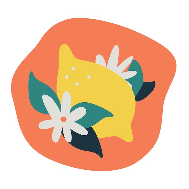 Lemon and flowers Abstract vector illustration