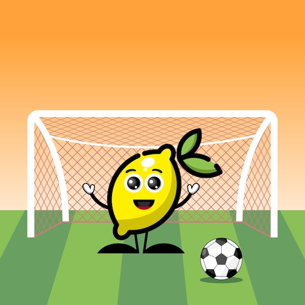 lemon football character cute logo