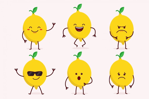 Lemon Fruit Character Set