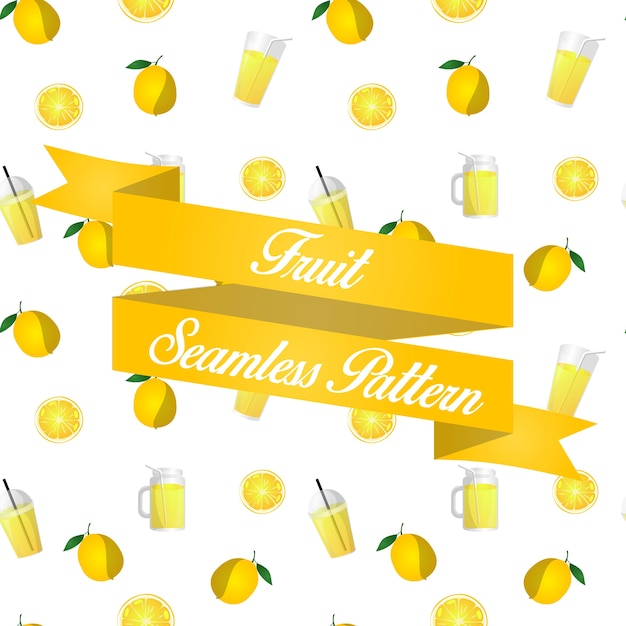 Lemon Fruit Juice Seamless Pattern Background