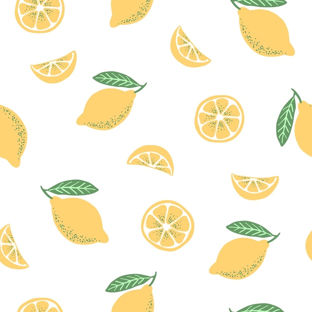 Lemon full slice vector pattern white background