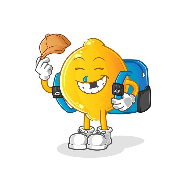 lemon goes to school vector. cartoon character