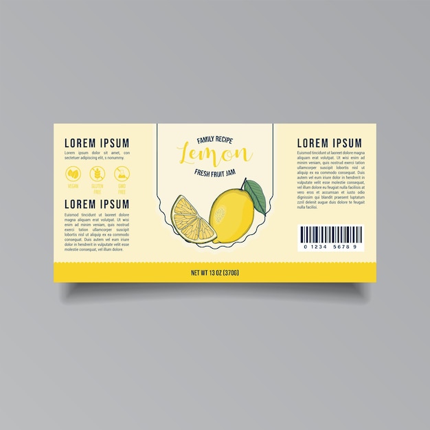 Lemon jam packaging label template