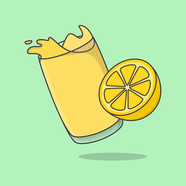 Lemon Juice Cartoon Vector Illustration Fresh Lemon Juice Flat Icon Outline