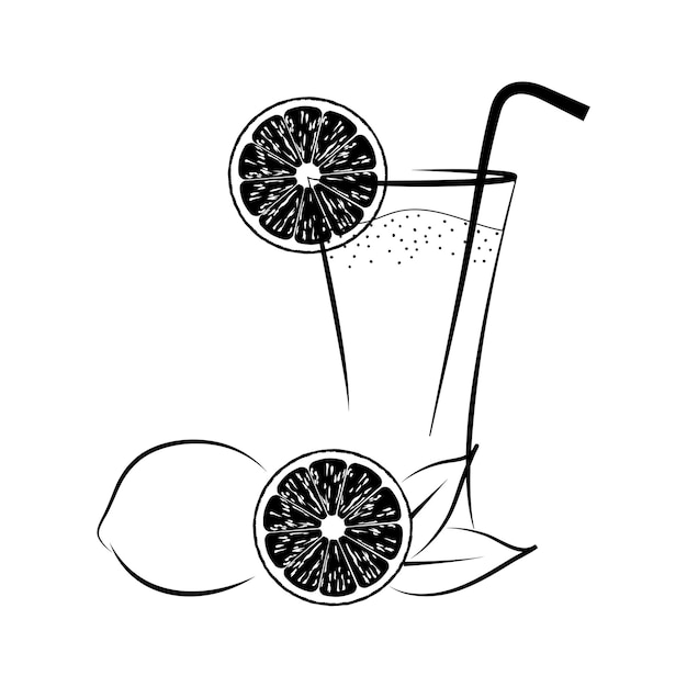 lemon juice icon logo line art design