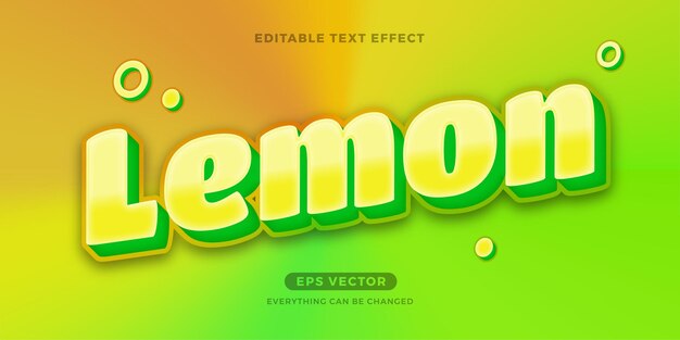 Vector lemon juice trendy editable text effect vector