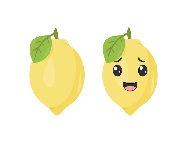 Lemon kawaii character icon.