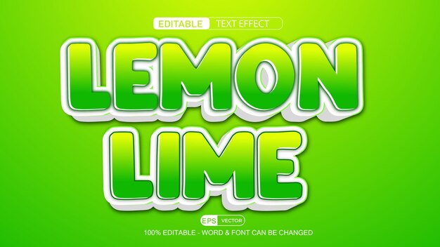 Lemon lime 3d editable text effect vector EPS with cute background