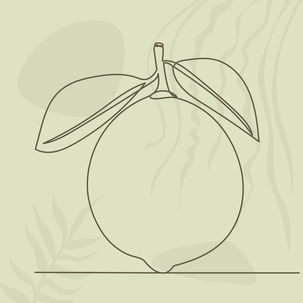 Lemon, lime continuous line drawing, on an abstract background, vector