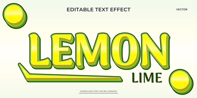 Vector lemon lime text effect graphic style editable typography logo word art 3d headline title