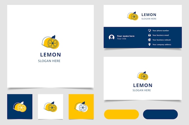 Lemon logo design with editable slogan branding book and